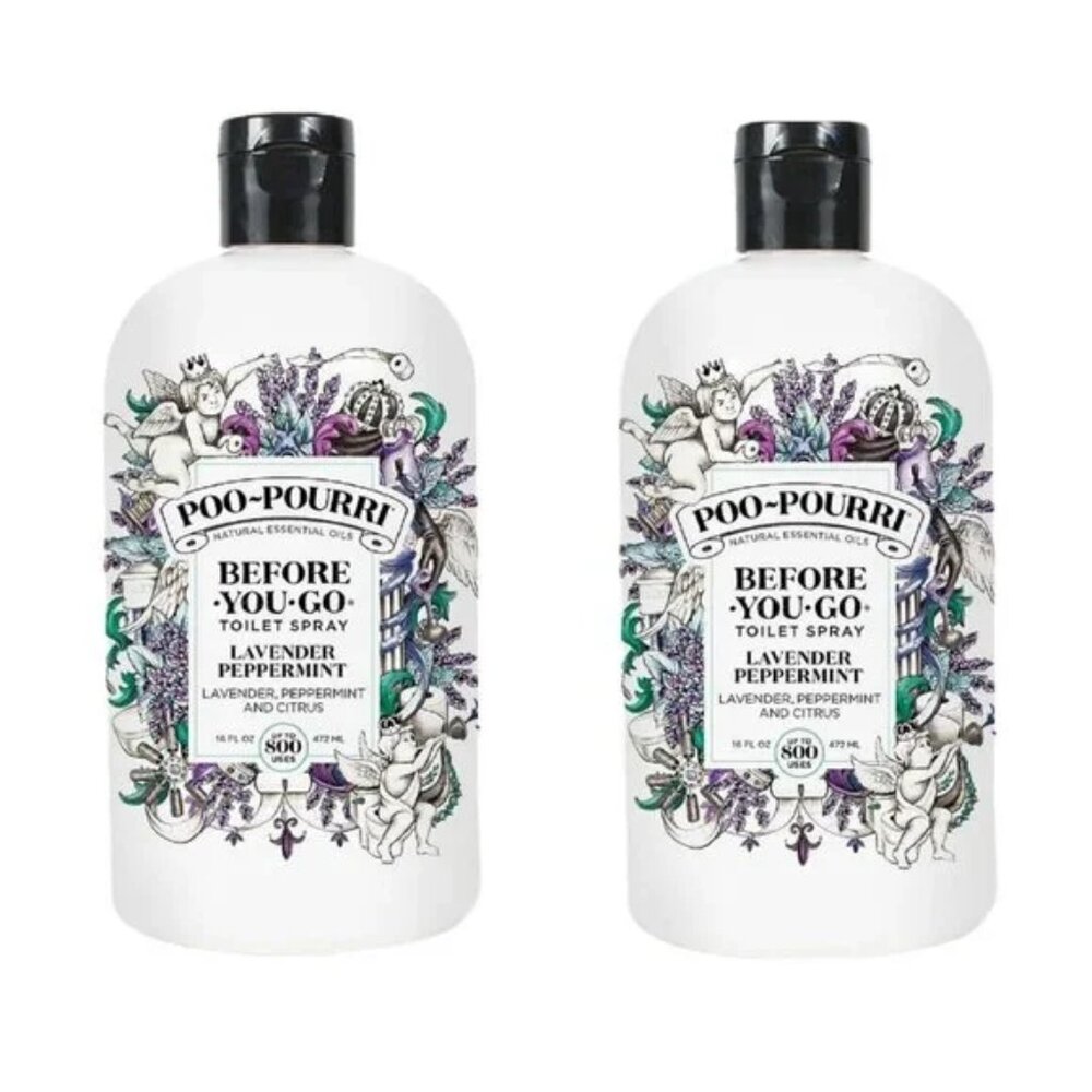 NEW Set 2 Poo-Pourri Before You Go Toilet Spray Refill 16oz  Lavender Peppermint